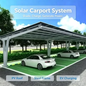 Industrial Solar Carport Carbon Steel Anodized Photovoltaic Parking Canopy Suitable for Factory Employee Parking Zones