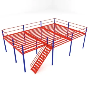Industrial Steel Mezzanine Shelves Frames Heavy Duty Powder Coated 2 Layer 500kg sqm Load Capacity