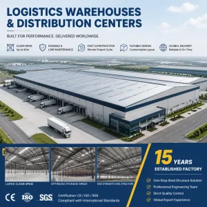 Industrial Steel Structure Warehouse Heavy Duty Clear Span Metal Frame Building Logistics Storage Shed