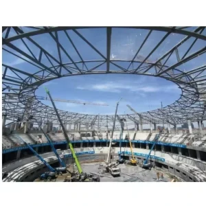 Industrial Style Steel Space Frame Roof Pipe Truss Outdoor Sports Field Sunshade Grandstand Canopy for School Use