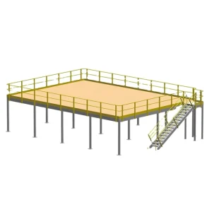 Industrial Warehouse Storage Racking System Heavy Duty Corrosion Protected Powder Coated Mezzanine Steel Platform Steel Stair