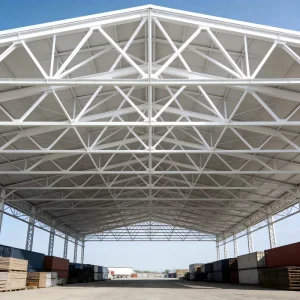 Industrial White Steel Truss Roof Structure-Lightweight & Durable Metal Frame for Workshop/Open-Area Canopy