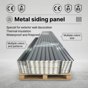 Insulated 16mm Galvanized Steel PU Core Wall Cladding Sandwich Waterproof Metal Siding Board for Exterior Facade Roof Decoration