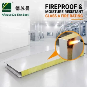 Insulated Metal Glass Wool Sandwich Panel Fire Resistant Waterproof Eco Friendly Modern Outdoor Warehouse