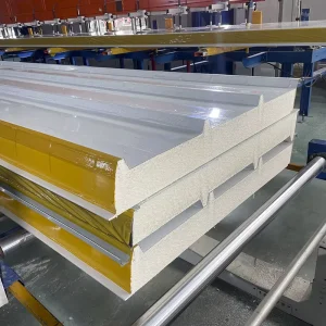 Insulated Panels PU Sandwich Panel Roofing Sandwich Panel with 70mm Corrugated Roof Panel Double Sided Steel Plate for Warehouse