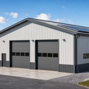 Insulated Prefab Steel Warehouse Garage with Solar Roof for USA Canada Market