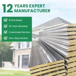 Insulated Wall Panels Exterior Metal Carved Boards House Building Material Rock Wool for Warehouse