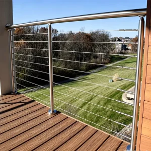 Interior Deck Vertical Wire Rope Handrail Stairs 304 316 Stainless Steel Cable Railing Post