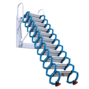 Interior Wall Mounted Attic Manual Retractable Folding Hidden Stretching Lifting Telescopic Ladder 300kg Load for Home