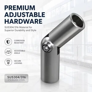Investment Casting 316 Stainless Steel Commercial Balustrade Adjustable Connector for Staircase Handrail