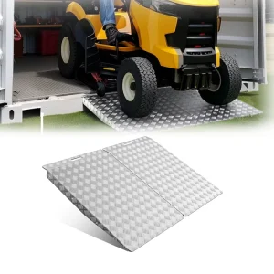JH Mech Lightweight and Rust Free 1500 LBS Easy to Carry Double Stability Design 33″ X 48″ Steel Shed Ramp for Lawn Mower