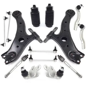 K620334 14Pcs Front Lower Control Arm Suspension Kit Ball Joint Sway Bar Tie Rod Replacement for Toyota Camry