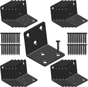 L Shape Metal Corner Brace Black Stainless Steel Right Angle Bracket Wall Mount Shelf Support for Furniture Fixing