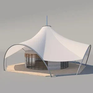 Landscape Shed Waterproof Steel Tension Tensile Fabric Umbrella Canopy Steel Building Membrane Structure
