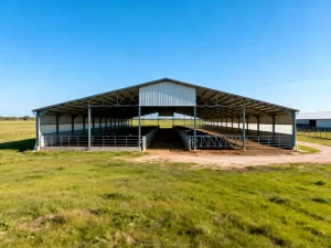 Large Industrial Modern Steel Structure Farmhouse Building for Goat Cow Pig Farming with 1 Year Warranty