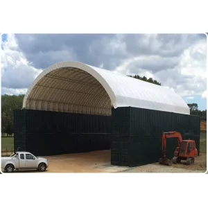 Large Industrial Storage Container Dome Shelter Canopy Tent Metal Frame with Nature Pressure Treated Wood Top