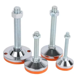 Large Machine Adjust Foot Fixed Galvanized Carbon Steel Heavy Duty Leveling Feet M8 50mm With Rubber Pads