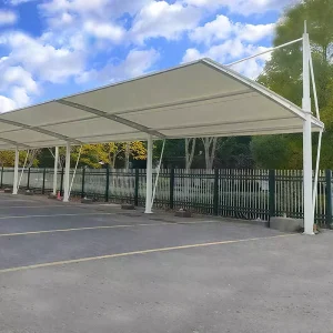 Large Outdoor PVDF Carport Roof Sunshade Eco Friendly Fireproof For Parking Lots Hotels Garages Schools Factory Price