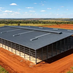 Large Prefab Steel Structure Warehouse Prefabricated Steel Shed Warehouse With Rainproof Roof for South America Storage Project