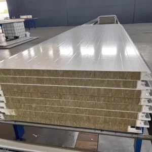 Large Scale PU Side Sealing Rock Wool Sandwich Panel for Sports Stadium and Gymnasium Fireproof Soundproof Wall Panels