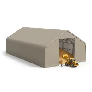 Large-Span Industrial Steel Fabric Grain Storage Barn PVC Membrane Ventilated Dry Design Customizable Span for Warehouse Use