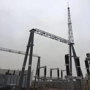 Lattice Steel Substation Frame Hot Dip Galvanized Corrosion Resistant 10kV 500kV Power Transmission Steel Structure Custom