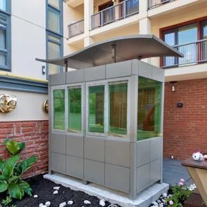 Light Steel Prefab Guard House Kiosk Booth Ticket Office for Apartment Carport Steel Structure Use