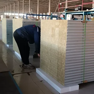 Lightweight Fireproof Rock Wool Core Sandwich Panels 50mm 75mm 100mm Insulated Composite Metal Wall Panels for Workshop Office