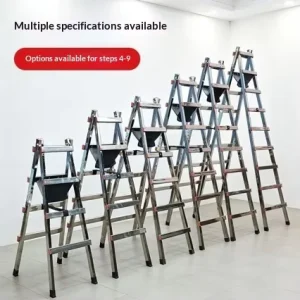 Lightweight Stainless Steel Walking Step Ladder for Construction Use, 150 kg Load Capacity, 4-9 Steps