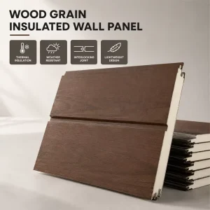 Lightweight Wood Grain PU Polyurethane Sandwich Panel for Decorative Exterior Wall & Living Room