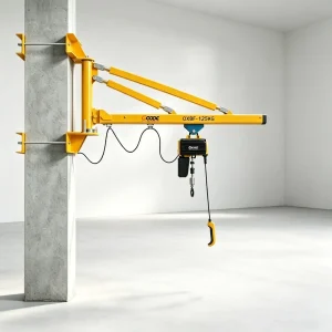 Loading Bay Maintenance Shop Storage Area Repair Bay 500kg Wall Attached Box Beam Cantilever Chain Hoist Metal Crane Boom