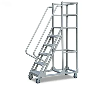 Logistics Center Aluminum Mobile Step Ladder with Wide Platform 6000 Series Welding & Bending Capable