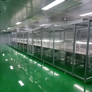 Long Modular Clean Booth With Aluminum Alloy Frame and Acrylic Wall for Mass Production Assembly Line