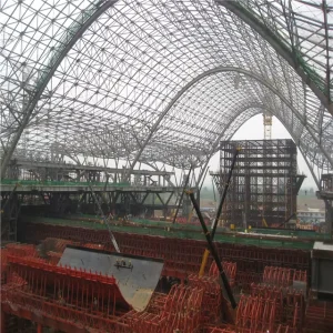 Long Span Light Galvanized Steel Roof Truss Design for Railway Station, Steel Pipe Truss Roof