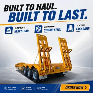 Low Bed Truck Trailer Excavator Transport Trailer Lowboy Semi Trailer 100 Tons for Construction Machinery