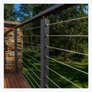 Low Maintenance Railing Cable Outdoor Stainless Steel Powder Coated Black