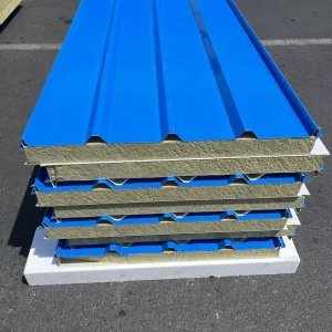 Low Price Color Steel Metal Rock Wool Sandwich Wall Panel with Fireproof Grade A1 & Water Resistant Features for Outdoor Use