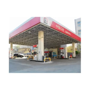 Low Priced Steel Structure Gas Station Canopy Petrol Station Roof and Shed for Space Frame Design and Manufacturing