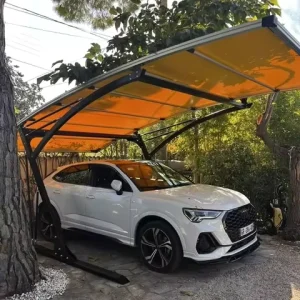 Luxury Durable Aluminum Single Carport Arched Roof Outdoor Waterproof Fire retardant Garage Car Parking Shed 10 Year Warranty