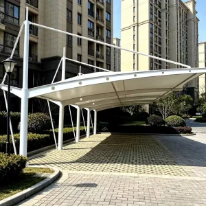 Luxury Modern Design PVDF Fabric Carport Outdoor Heavy Duty Steel Frame Car Parking Canopy