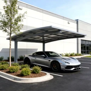 Luxury Modern Tailor Made Aluminum Arched Carport Powder Coated Weather Resistant Roof High End Home Villa Parking 10 Year