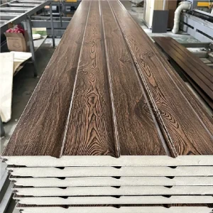 Luxury Modern Villa Exterior Wall Panel Wood Grain Metal Carved Board PU Insulated Sandwich Siding Waterproof Fireproof