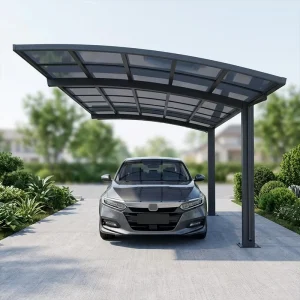 Luxury Simple Build Car Canopy Metal Carport With Polycarbonate Roof and Solar Panel