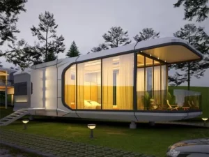 Luxury Smart Prefabricated Modular Capsule Home with Graphene Floor Heating Voice Control System and High Strength Material