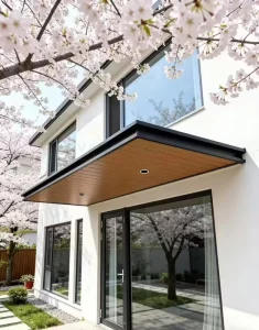 Luxury Villa Aluminum Canopy with LED Lighting Hidden Drainage Fixed Awning Factory Supply