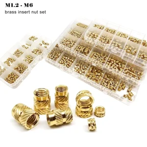 M1.4 M1.6 M2 M2.5 M3 M4 M5 M6 Brass Copper Embedment Insert Nut Kit Set for Hot Heat Melt Injection 3D Print Twill Knurled Thread