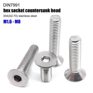 M1.6 M2 M2.5 M3 M4 M5 M6 M8 304 A2 Stainless Steel DIN7991 Hexagon Hex Socket Head Flat Countersunk Allen Bolt Screw