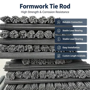 M12 M14 M16 Trapezoidal Thread Formwork Tie Rod Q235 Steel 4.8 Grade Concrete Wall Tie Rod for Construction Engineering