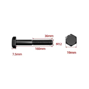 M12 x 160 High-Strength Bolts for Bridge and Building Steel Structures, Grade 12.9 Fasteners
