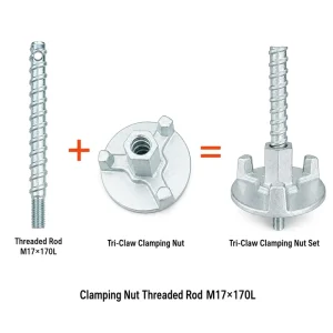 M17 Steel Core Drill Stand Base Plate Clamping Spindle Three-Jaw Nut Assembly 2mm Shank for Concrete Rig Fixing